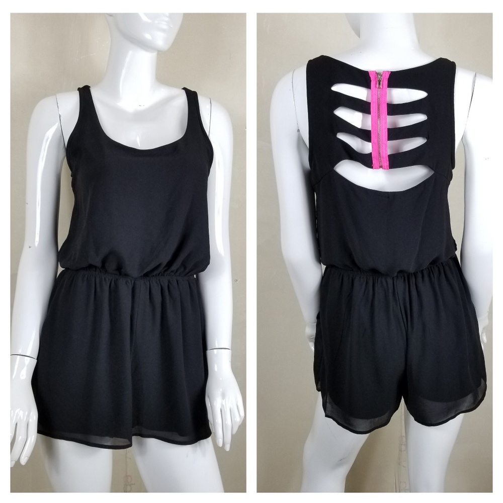 Xhilaration Chiffon Romper Shorts Cutout Back
